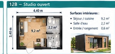 Studio de jardin LGS 12B Studio ouvert — 12 m²