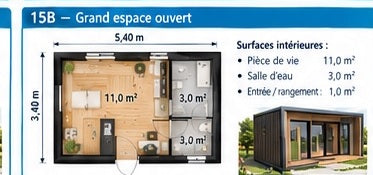 Studio de jardin LGS 15B Grand espace ouvert — 15 m²