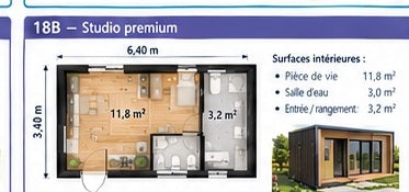 Studio de jardin LGS 18B Studio premium — 18 m²