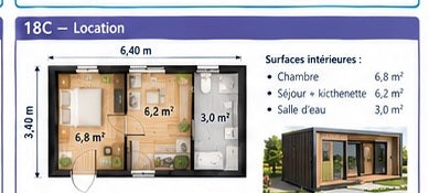 Studio de jardin LGS 18C Location — 18 m²