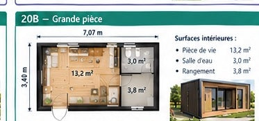 Studio de jardin LGS 20B Grande pièce — 20 m²