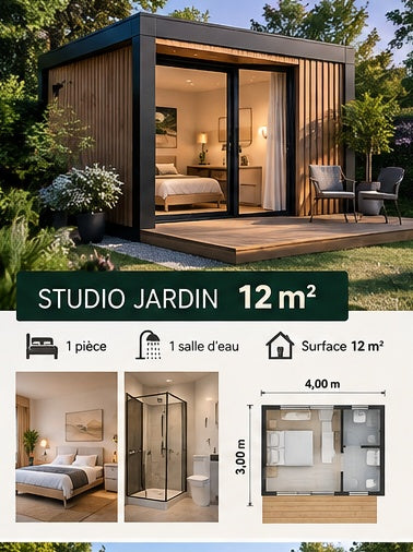 Studio de jardin 12 m² — visuel ultra réaliste