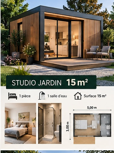 Studio de jardin 15 m² — visuel ultra réaliste
