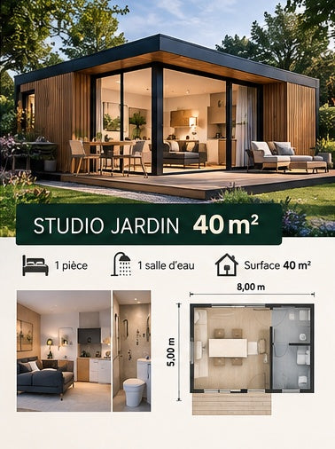 Studio de jardin 40 m² — visuel ultra réaliste