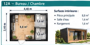 Studio de jardin 12 m² en structure LGS Maison Kit