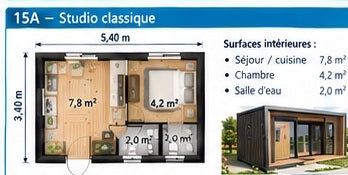 Studio de jardin 15 m² en structure LGS Maison Kit