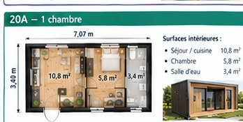 Studio de jardin 20 m² en structure LGS Maison Kit